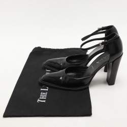 Pre Owned Prada Brown Leather D'orsay Ankle Strap Pumps Size 38