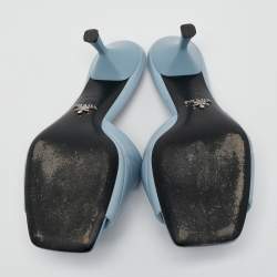 Prada Blue Leather Slide Sandals Size 37.5