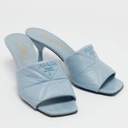 Prada Blue Leather Slide Sandals Size 37.5