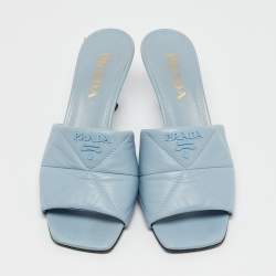 Prada Blue Leather Slide Sandals Size 37.5