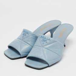 Prada Blue Leather Slide Sandals Size 37.5