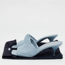 Prada Blue Leather Slide Sandals Size 37.5
