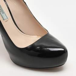 Prada Black Patent Leather Platform Pumps Size 37.5