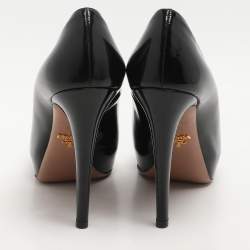 Prada Black Patent Leather Platform Pumps Size 37.5
