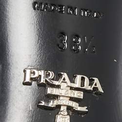 Prada Black Patent Leather Love Printed Pointed Toe Pumps Size 38.5
