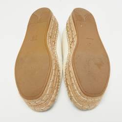Prada Cream Leather Open Toe Platform Espadrilles Size 36.5