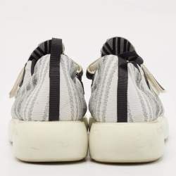 Prada Grey/Black Glitter Fabric Cloudbust Sneakers Size 38.5