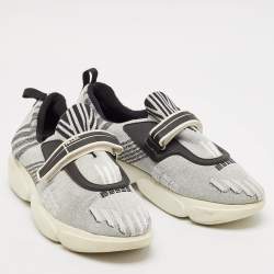 Prada Grey/Black Glitter Fabric Cloudbust Sneakers Size 38.5