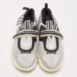 Prada Grey/Black Glitter Fabric Cloudbust Sneakers Size 38.5