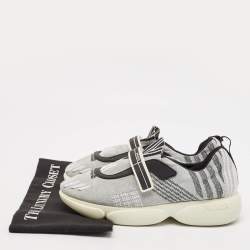 Prada Grey/Black Glitter Fabric Cloudbust Sneakers Size 38.5