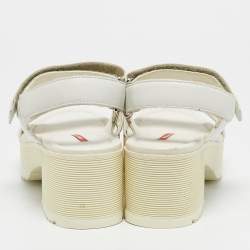 Prada White Leather Slingback Platform Sandals Size 38.5