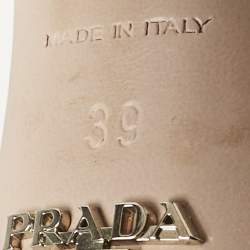 Prada Silver Python Embossed Leather Platform Ankle Strap Sandals Size 39