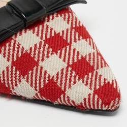 Prada Red/Black Fabric and Leather Bow Slingback Pumps Size 39