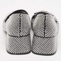 مملوكة مسبقًا Prada Silver Crystals and Satin Mary Jane Pumps Size 39.5