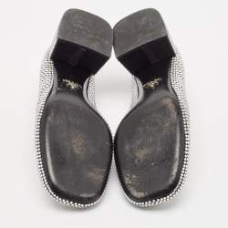 مملوكة مسبقًا Prada Silver Crystals and Satin Mary Jane Pumps Size 39.5