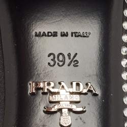 مملوكة مسبقًا Prada Silver Crystals and Satin Mary Jane Pumps Size 39.5