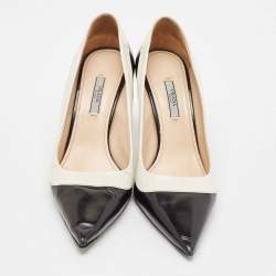 Prada Black/White Leather Pointed Toe Pumps Size 39