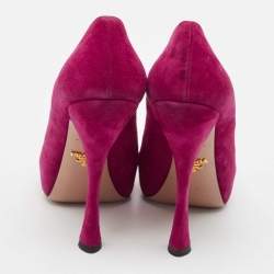 Prada Magenta Suede Platform Pumps Size 38