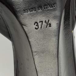 Pre Owned Prada Black Patent Leather Wedge Slingback Sandals Size 37.5