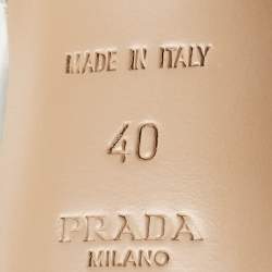 Prada Silver Laminated Leather Peep Toe Slingback Pumps Size 40