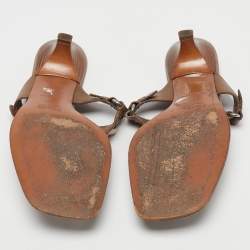 Pre Owned Prada Olive Green Leather Thong Sandals Size 37.5