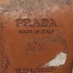 Pre Owned Prada Olive Green Leather Thong Sandals Size 37.5