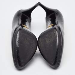 Prada Black Saffiano Patent Leather Platform Pumps Size 40.5