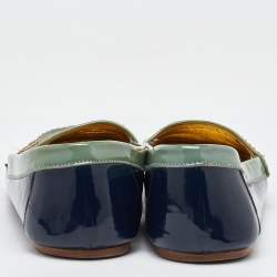Prada Two Tone Blue Patent Leather Slip On Loafers Size 40