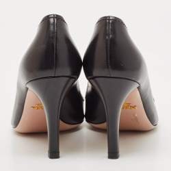مملوكة مسبقًا Prada Black Saffiano Leather Peep Toe Pumps Size 36