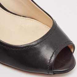 مملوكة مسبقًا Prada Black Saffiano Leather Peep Toe Pumps Size 36