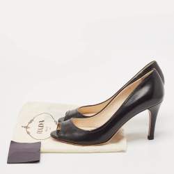 مملوكة مسبقًا Prada Black Saffiano Leather Peep Toe Pumps Size 36