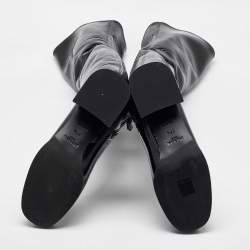 Prada Black Patent Leather Over The Knee Boots Size 37.5