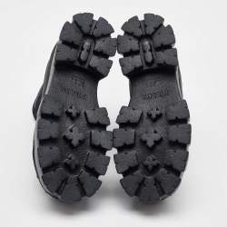 Pre Owned Prada Black Neoprene and Rubber Monolith Ankle Length Boots Size 36.5