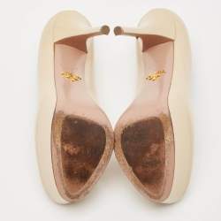 Prada Beige Patent Leather Platform Pumps Size 37