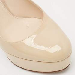 Prada Beige Patent Leather Platform Pumps Size 37