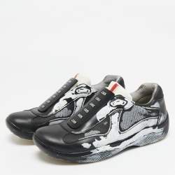 Prada Multicolor Leather and Mesh America's Lace Up Sneakers Size 37.5