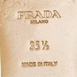 Prada Navy Blue Leather Studded Flat Slides Size 35.5  