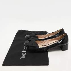 Pre Owned Prada Black Patent Leather Bow Pumps Size 38.5