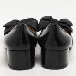 Pre Owned Prada Black Patent Leather Bow Pumps Size 38.5