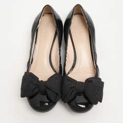 Pre Owned Prada Black Patent Leather Bow Pumps Size 38.5