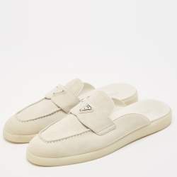 مملوكة مسبقًا Prada Grey Suede San Tropez Mules Size 40.5