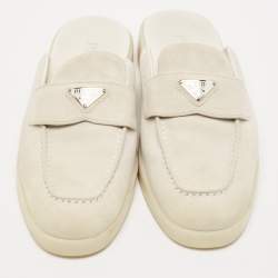 مملوكة مسبقًا Prada Grey Suede San Tropez Mules Size 40.5