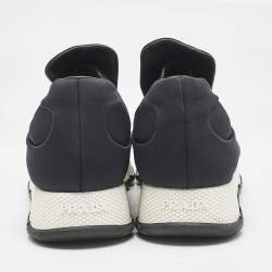 Prada Black Nylon Crystal Embellished Slip On Sneakers Size 38.5