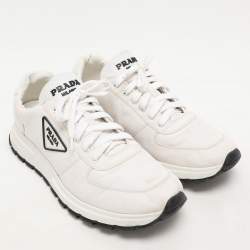 Prada White Nylon Re-Nylon Lace Up Sneakers Size 44