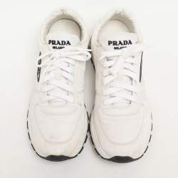 Prada White Nylon Re-Nylon Lace Up Sneakers Size 44