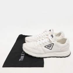 Prada White Nylon Re-Nylon Lace Up Sneakers Size 44