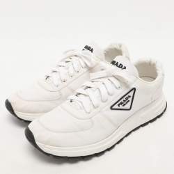 Prada White Nylon Re-Nylon Lace Up Sneakers Size 44