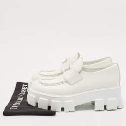 Prada White Leather Monolith Loafers Size 39