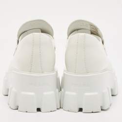 Prada White Leather Monolith Loafers Size 39