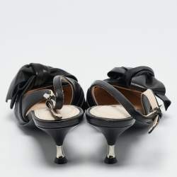 Prada Black Pleated Leather Slingback Pumps Size 35.5